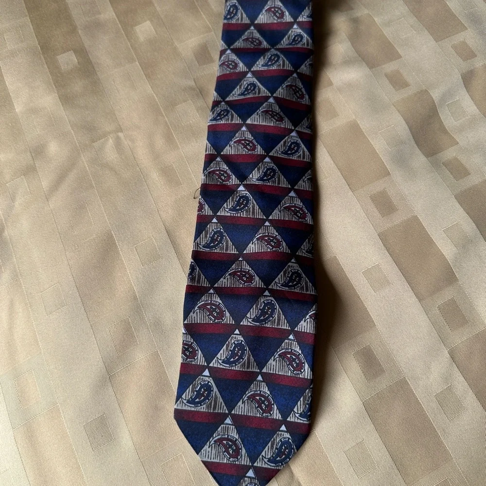 Men's Geometric Patterned Tie - Blue‎ and Red